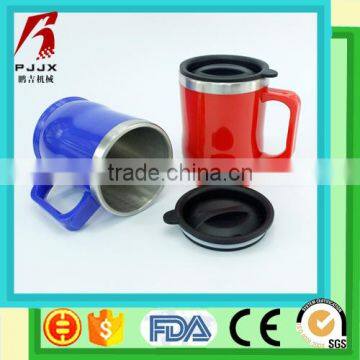 Logo customized inner stainless steel outer plastic coffee mugs