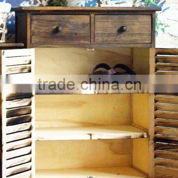 American Rural Antique Wood Shoes Cabinet photo-5