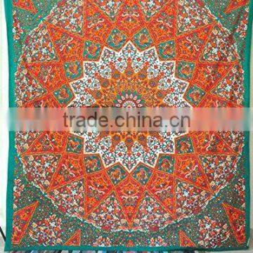 Green Star Mandala Tapestry Wall Hanging Wall Tapestry Mandala Wholesale Indian Tapestry