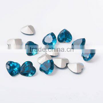 fancy deluxe K9 quality blue zircon color 12x12mm heart shaped gemstone for fashion DIY beauty store