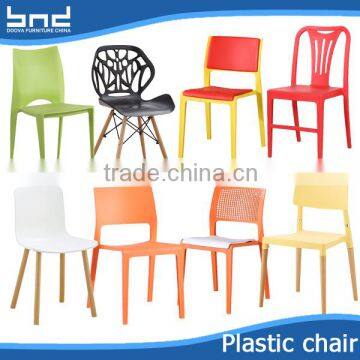 Famous elegant red stacking restrant plastic chair with metal leg PM008