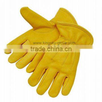 Yellow cow grain leather driver glove working glove