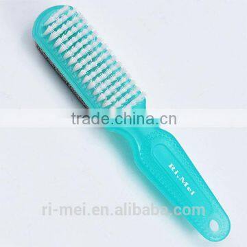 transparent blue pedicure foot file with brush and pumice stone