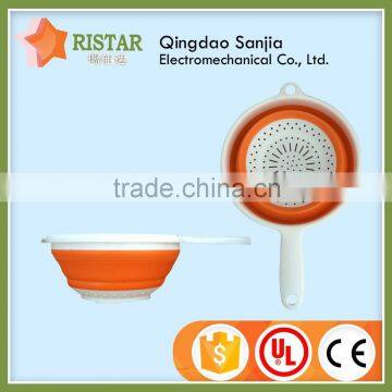 foldable basket with handle plastic collapsible colander