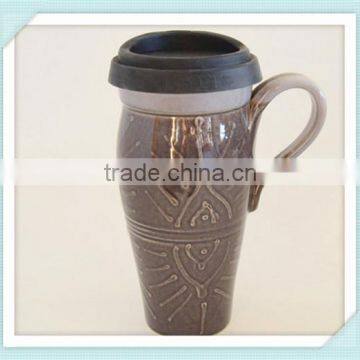 Coffee Travel Mug With Lid, Large Ceramic Commuter Mug With Handle, 24 oz Stoneware Coffee Mug photo-3