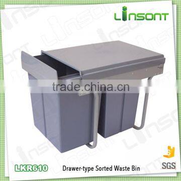 Durable plastic plastic bucket components for furniture waste bin