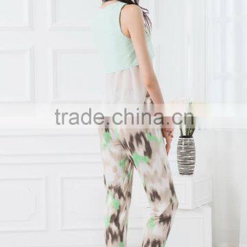 NEW ARRIVAL Summer Tank Top 2016 Green and White See Through Shirt for Woman Chiffon Fabric Cheap Price photo-5