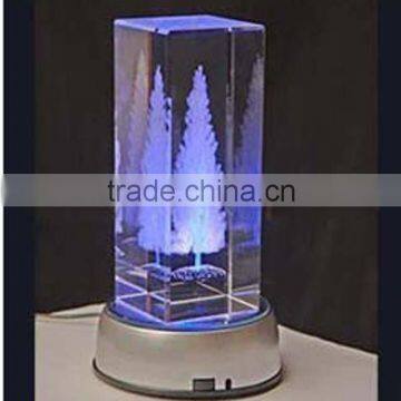 2016 Fabulous birthday gift 3d laser crystal cube engraved Christmas tree