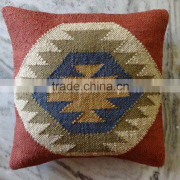 Kilim Cushion Cover Ethnic Decorative Jute Pillows Boho Vintage Kelim Throw Shams