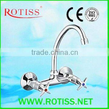 Hot selling RTS 8838-5 double handle mural sink mixer