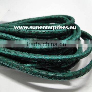 Nappa Leather Cords - Snake Style - Emerald- 2.5mm