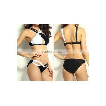 Foreign Trade in Black and White Color Matching Biniki Europe and Sexy Women's Bathing Suit photo-2