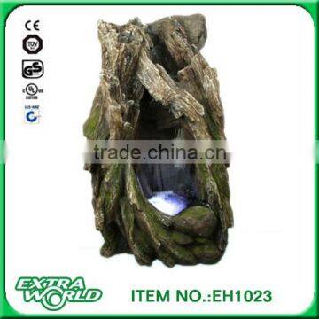 Garden Waterfall Fountain Home Decor Wood Stone Appearance LED Lights