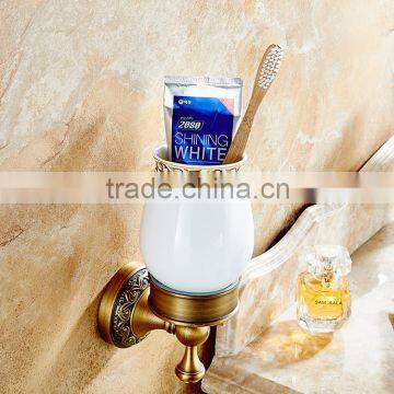 889F Hotel Use Bathroom Accessory Archaize Single Cup Carve Patterns or Designs on Woodwork Single Tumbler Holder