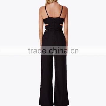 Trendy Top Sale Spaghetti Strap v Cut Out Bandage Long Black Sexy Jumpsuits for Woman photo-4