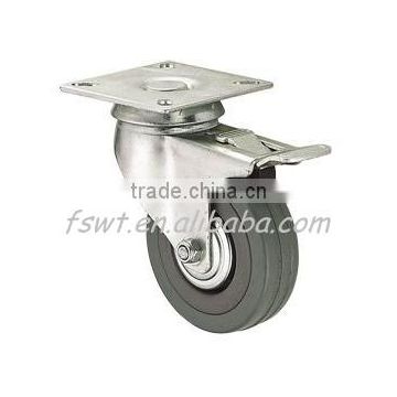 Industrial Gray PVC Caster Wheel With Total Brake