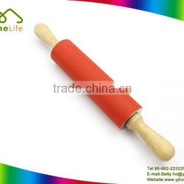 Household Baking Tools Wooden Handle Stainless Steel Colorful Silicone Rolling Pin photo-2