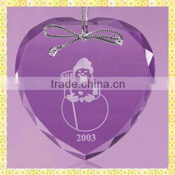 Faceted Engraved Crystal Heart Ornament For New Year Gifts