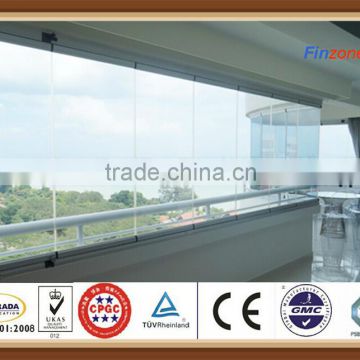 8mm thickness frameless folding window using tempered glass for sale