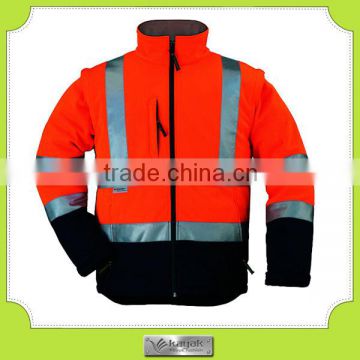 custom workwear warm high visible winter jacket reflective stripes