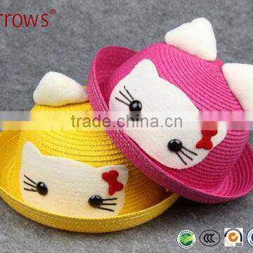 Unisex Girls and Boys Straw Round Top Summer Fedora Hat