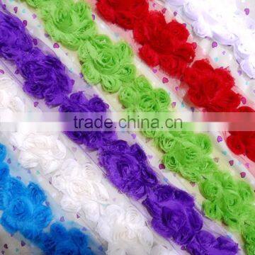 Floral chiffon shabby flower , Six petals shabby rose trim