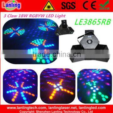 3 Claw moonflower 18W RGBYW LED Light and 500mW RB Animation Twinkling Laser Light