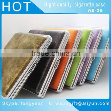 Leather decorative pattern metal cigarette case