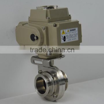 sanitary clamp butterfly valve with electric actuator