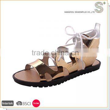 New fashion design golden ghillie jelly lady shoe manufacturer