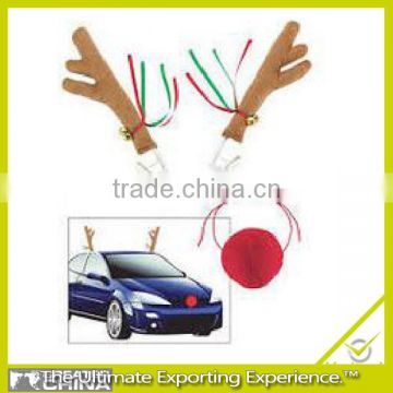 Plush Rudolf The Reindeer Antlers and Red Nose Car Set