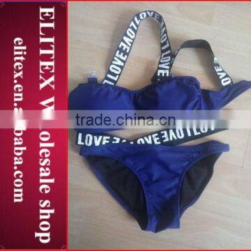 Wholesale Blue Letter Single Shoulder Fashion Latest Ladies Bikini Swimwear