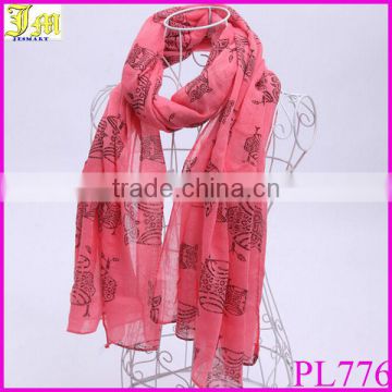 Fashion Women Ladies Owl Printed Neck Scarf Plain Wrap Shawl Stole Hot