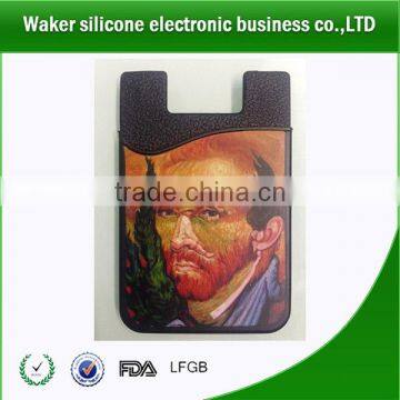 Hot 3M adhesive mobile phone silicone smart card,silicone phone card cover