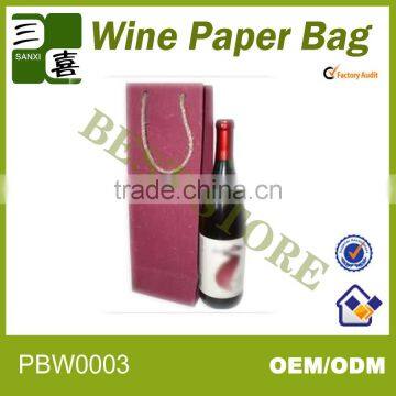 2013 promotional custom printed wine bottle paper bag