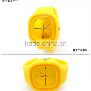 2013 new hot square quartz customized logo silicone jelly watch interchangable silicone band/strap