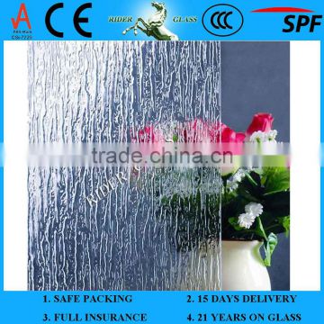 3-8mm CE Accredited Waterfall Pattern Glass 6mm