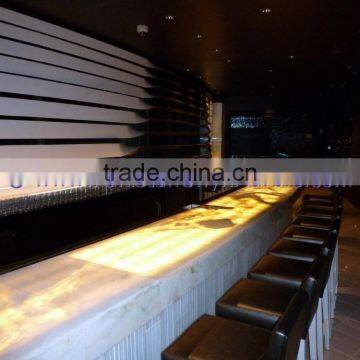 NATURAL STONE BACKLIT ONYX COUNTERTOPS FOR BAR RECEPTIONS photo-6