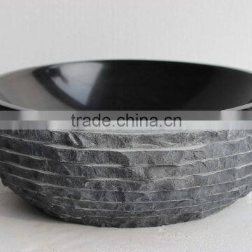 Natural Smooth Polished Black Marble Bathroom Wash Basin photo-3