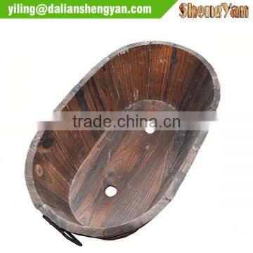 Carbonized Treated Wood Large Oval Planters photo-3
