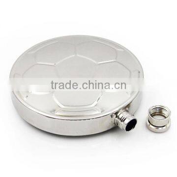 4.5 OZ stainless steel flagon football style bright polished circular flagon