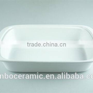 White Ceramic Rectangular Stoneware Bakeware, Porcelain Casserole Serving Dishes photo-2