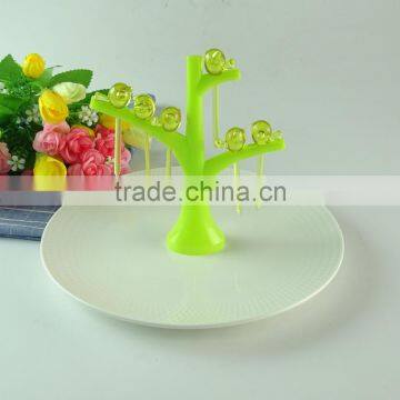 d;Stock Round white porcelain fruit plate with handle cheap dinner plate , home plate with tree handle