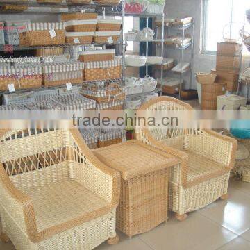 Natural Material Wicker Wowen Household Sofa With Elegant Lining (factory Provide)