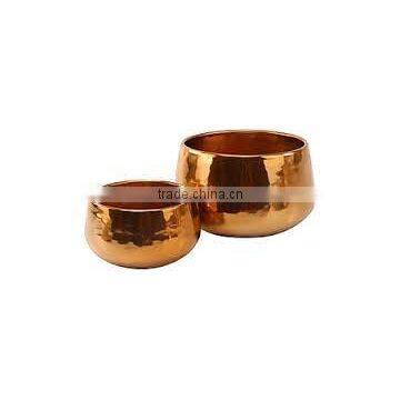 copper hammered metal shiny planters