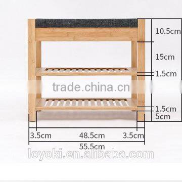 Eco Friendly Unique Bamboo Shoe Rack 2 Titer Bamboo Storage Bench With Seat photo-6