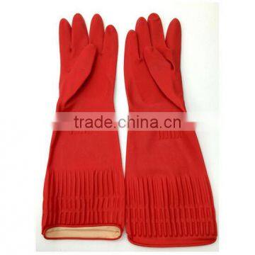 red household rubber gloves for washing bowl/long latex gloves cleaning gloves