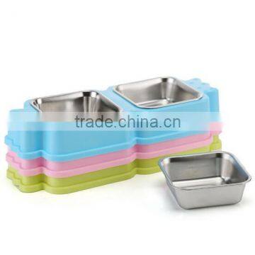 2 cases stainless steel dog food bowl