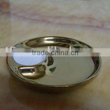 two section round divided ceramic gold plate