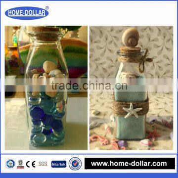 Glass drift fashion micro landscape wishing hot sale sand and shell glass bottle with corks